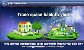 NASA Spinoffs Home and City interactive. Trace Space back to you! Have you ever wondered how Space Exploration impacts your daily life?
