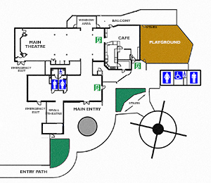 Small version of Visitor centre plan showing access